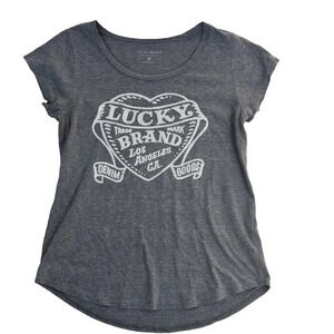 LUCKY BRAND || Grey Baby Tee Heart Size Medium Y2K Coastal Cowgirl